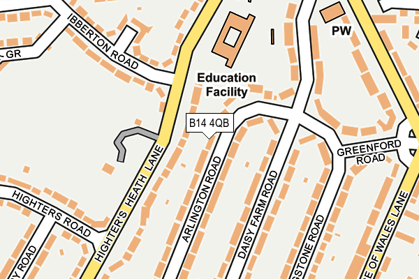 B14 4QB map - OS OpenMap – Local (Ordnance Survey)