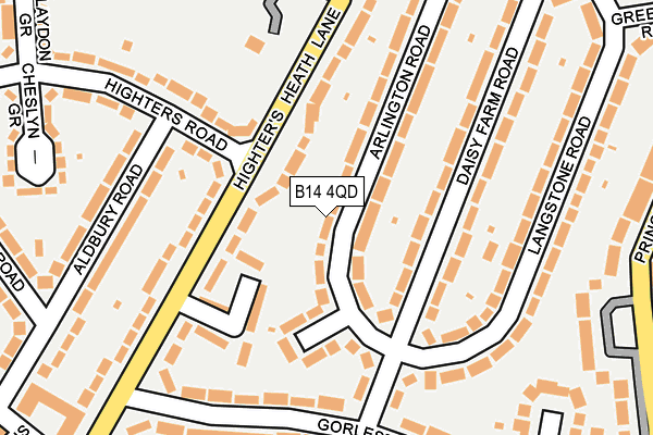 B14 4QD map - OS OpenMap – Local (Ordnance Survey)
