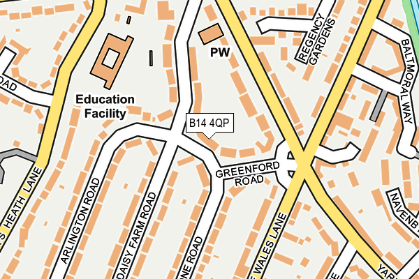 B14 4QP map - OS OpenMap – Local (Ordnance Survey)