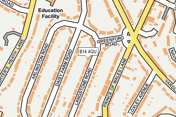 B14 4QU map - OS OpenMap – Local (Ordnance Survey)