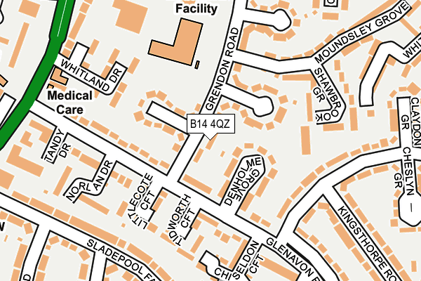 B14 4QZ map - OS OpenMap – Local (Ordnance Survey)