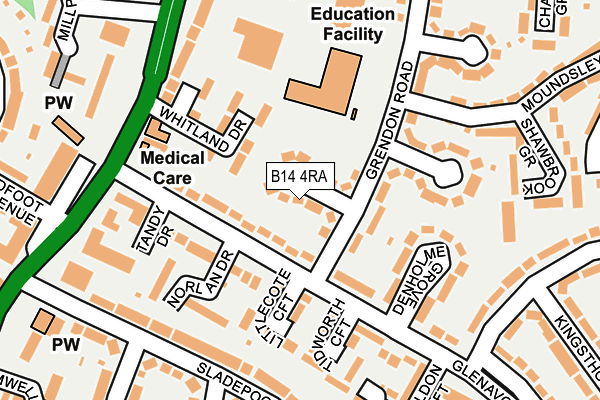 B14 4RA map - OS OpenMap – Local (Ordnance Survey)
