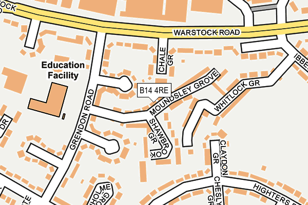 B14 4RE map - OS OpenMap – Local (Ordnance Survey)