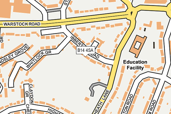 B14 4SA map - OS OpenMap – Local (Ordnance Survey)