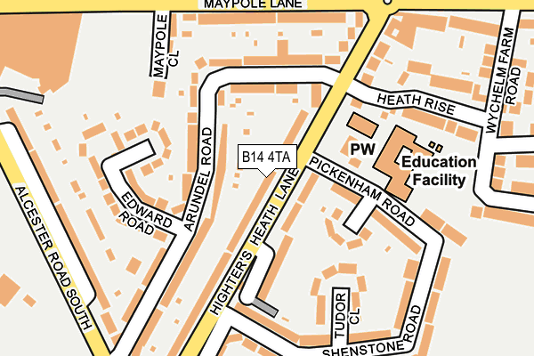 B14 4TA map - OS OpenMap – Local (Ordnance Survey)