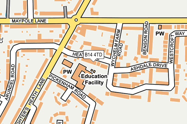 B14 4TD map - OS OpenMap – Local (Ordnance Survey)