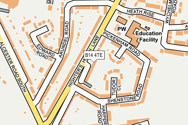 B14 4TE map - OS OpenMap – Local (Ordnance Survey)