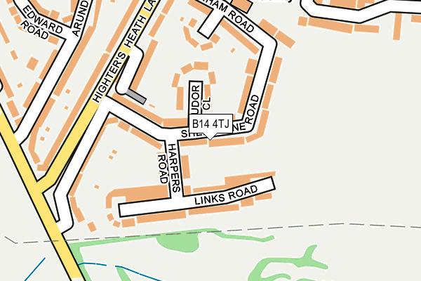 B14 4TJ map - OS OpenMap – Local (Ordnance Survey)