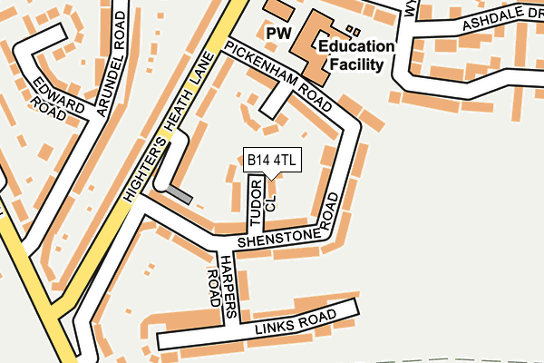 B14 4TL map - OS OpenMap – Local (Ordnance Survey)