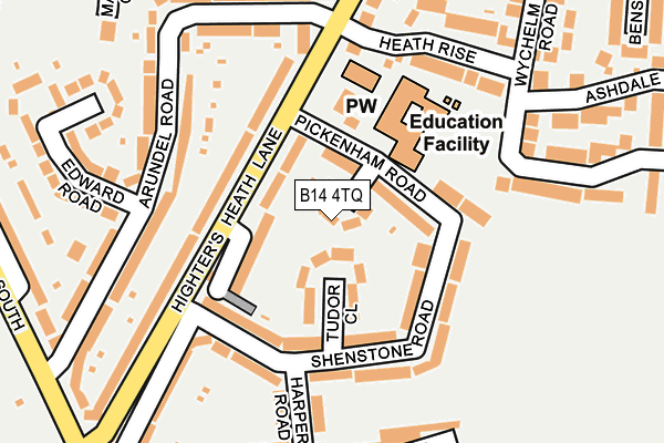 B14 4TQ map - OS OpenMap – Local (Ordnance Survey)