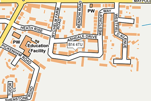 B14 4TU map - OS OpenMap – Local (Ordnance Survey)