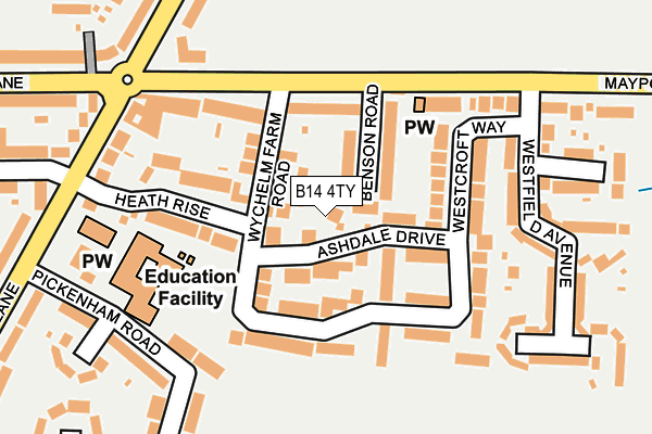 B14 4TY map - OS OpenMap – Local (Ordnance Survey)