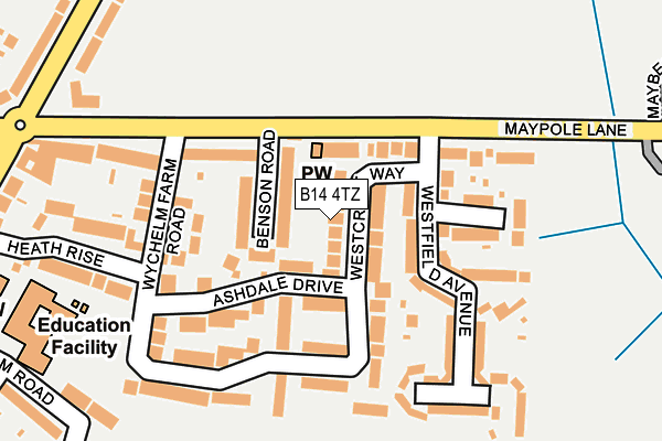 B14 4TZ map - OS OpenMap – Local (Ordnance Survey)