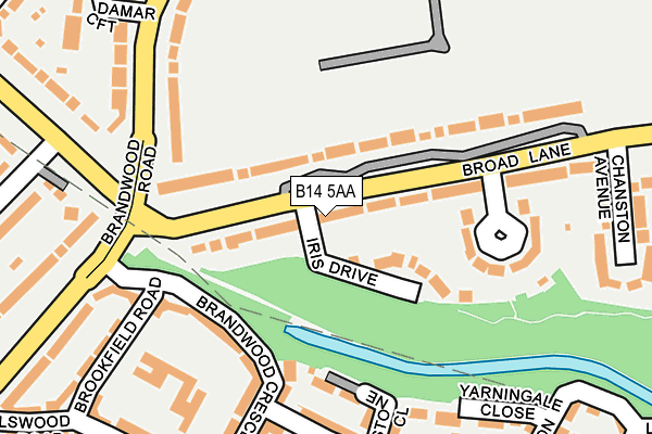 B14 5AA map - OS OpenMap – Local (Ordnance Survey)