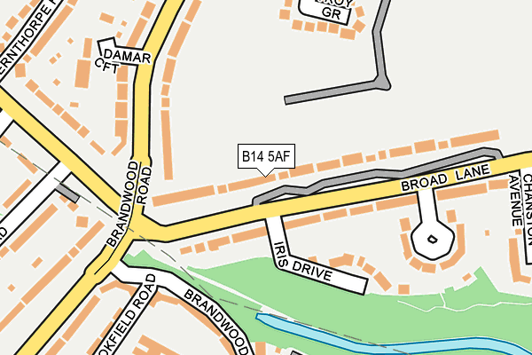 B14 5AF map - OS OpenMap – Local (Ordnance Survey)