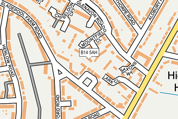 B14 5AH map - OS OpenMap – Local (Ordnance Survey)