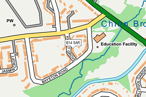 B14 5AR map - OS OpenMap – Local (Ordnance Survey)