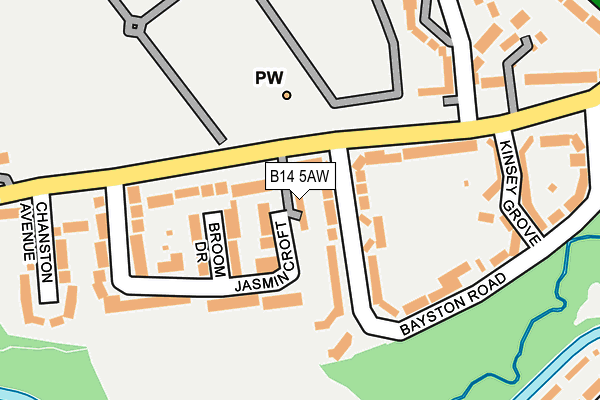 B14 5AW map - OS OpenMap – Local (Ordnance Survey)