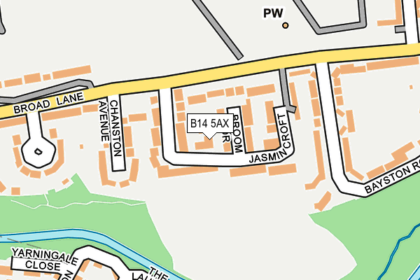 B14 5AX map - OS OpenMap – Local (Ordnance Survey)