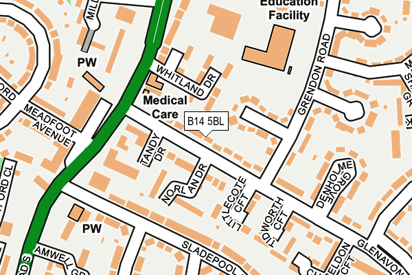 B14 5BL map - OS OpenMap – Local (Ordnance Survey)