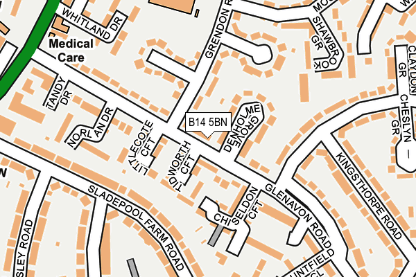 B14 5BN map - OS OpenMap – Local (Ordnance Survey)