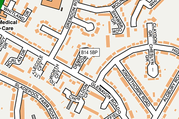 B14 5BP map - OS OpenMap – Local (Ordnance Survey)