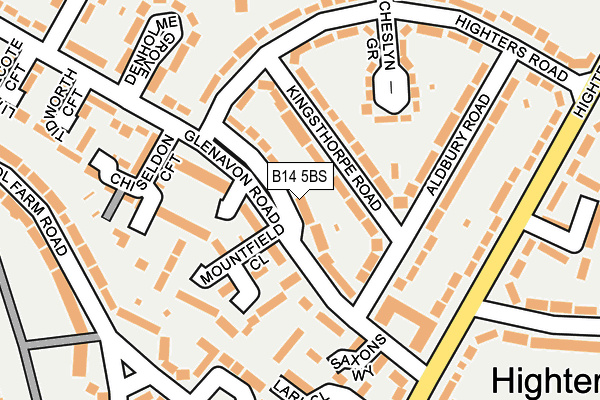 B14 5BS map - OS OpenMap – Local (Ordnance Survey)