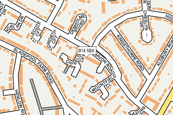 B14 5BX map - OS OpenMap – Local (Ordnance Survey)