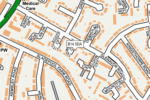 B14 5DA map - OS OpenMap – Local (Ordnance Survey)