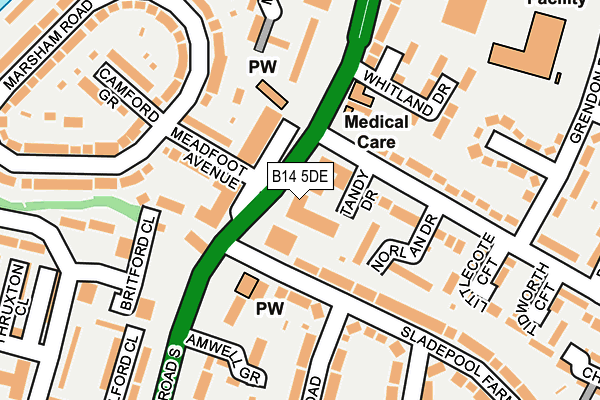 B14 5DE map - OS OpenMap – Local (Ordnance Survey)