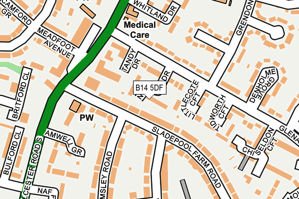 B14 5DF map - OS OpenMap – Local (Ordnance Survey)