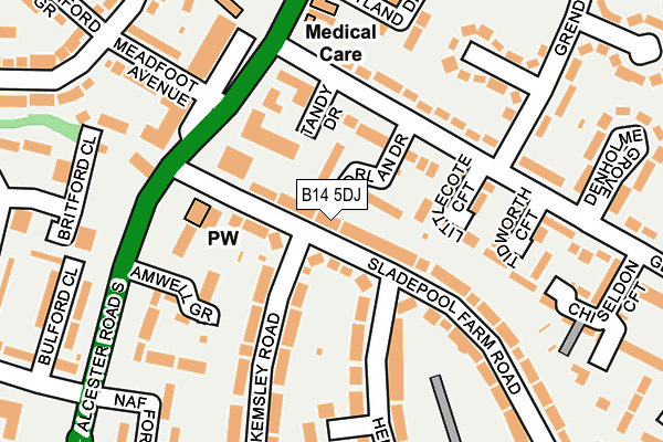 B14 5DJ map - OS OpenMap – Local (Ordnance Survey)