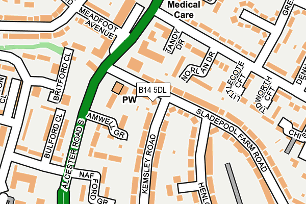 B14 5DL map - OS OpenMap – Local (Ordnance Survey)