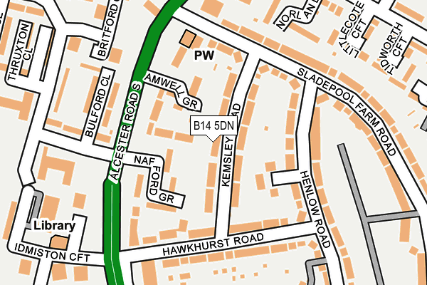 B14 5DN map - OS OpenMap – Local (Ordnance Survey)
