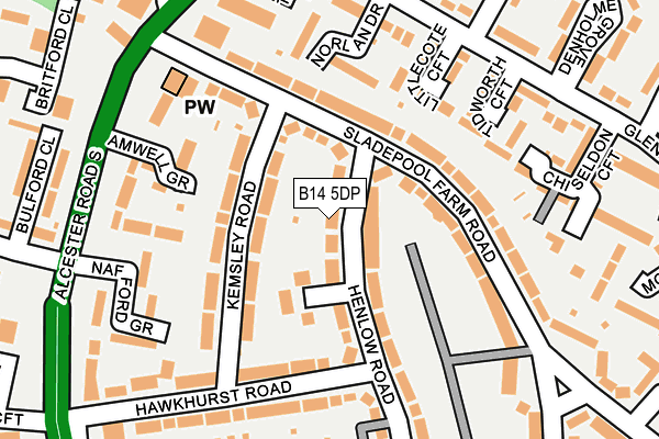 B14 5DP map - OS OpenMap – Local (Ordnance Survey)