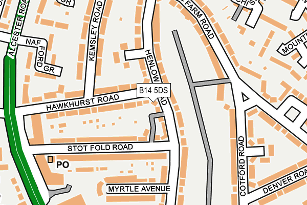 B14 5DS map - OS OpenMap – Local (Ordnance Survey)