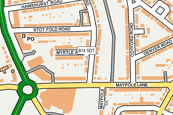 B14 5DT map - OS OpenMap – Local (Ordnance Survey)