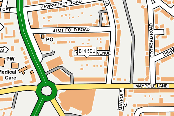 B14 5DU map - OS OpenMap – Local (Ordnance Survey)