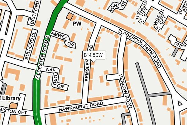 B14 5DW map - OS OpenMap – Local (Ordnance Survey)