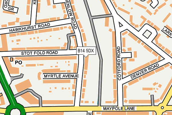 B14 5DX map - OS OpenMap – Local (Ordnance Survey)