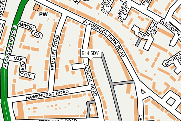 B14 5DY map - OS OpenMap – Local (Ordnance Survey)