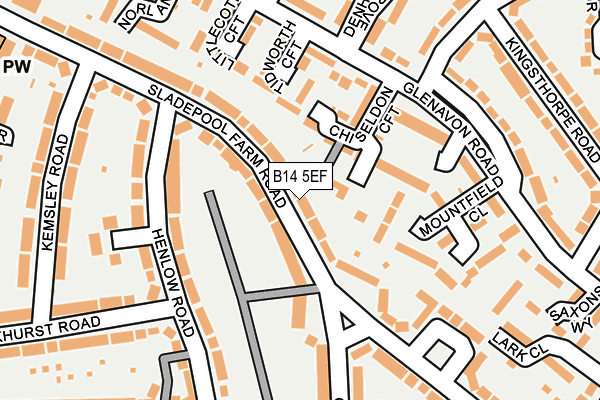 B14 5EF map - OS OpenMap – Local (Ordnance Survey)