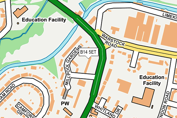 B14 5ET map - OS OpenMap – Local (Ordnance Survey)