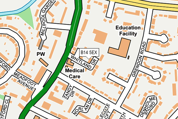 B14 5EX map - OS OpenMap – Local (Ordnance Survey)