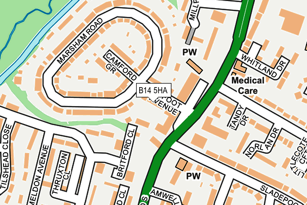 B14 5HA map - OS OpenMap – Local (Ordnance Survey)
