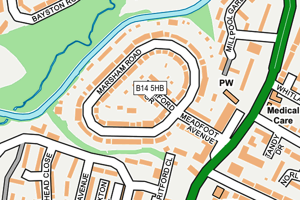 B14 5HB map - OS OpenMap – Local (Ordnance Survey)
