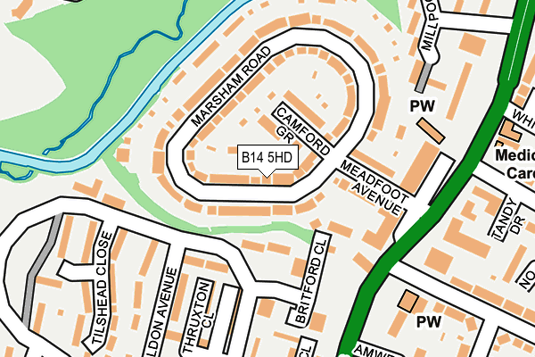 B14 5HD map - OS OpenMap – Local (Ordnance Survey)