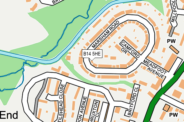 B14 5HE map - OS OpenMap – Local (Ordnance Survey)