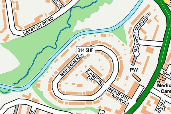 B14 5HF map - OS OpenMap – Local (Ordnance Survey)