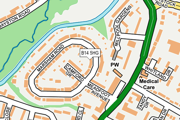 B14 5HG map - OS OpenMap – Local (Ordnance Survey)